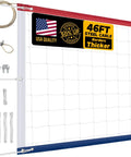 Heavy Duty Outdoor Volleyball Net 32X3FT Net Only With All Weather HDPE UV Treated Stainless Cable Reinforced Borders Waterproof Nylon Coated Edges Built For Indoor And Outdoor Play shown with steel cable and accessories.
