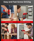 Compact 3.6V Cordless Screwdriver Kit With 50 Piece Bit Set Rechargeable 6 Nm Torque TypeC Fast Charging In 1.5 Hours Lightweight Workhorse Power Tool For Furniture Assembly And Home DIY Red in use for furniture and appliance repairs