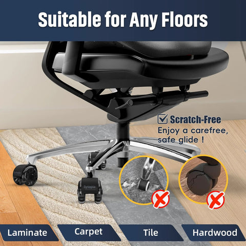 Two Point Five Inch Heavy Duty Office Chair Wheel Replacement Caster Set For Carpet And Hardwood Floors