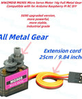 3 Pack MG90S Micro Servo Motors 14g Full Metal Gear High Torque with Extension Cord Shown for Arduino Raspberry Pi RC DIY