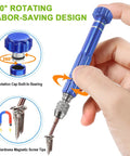 Must Have Handy Eyeglasses Screwdriver Kit 13 In 1 Magnetic Bits Set, blue handle with rotating cap and magnetic bit