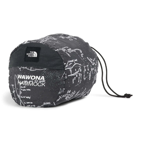 Wawona Camp Hammock With Carabiners And Tree Straps for quick setup, shown in anthracite grey topo print storage bag