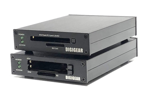 DIGIGEAR ATA Flash PCMCIA To USB 3.0 Card Reader for SD SDHC SDXC Cards in black, showing front view with card slots.
