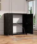 Outdoor Storage Cabinet With Doors Weather Resistant HDPE Plastic 34 Inches By 15 Inches By 34 Inches All Weather Ready Black