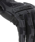M-Pact 0.5mm High-Dexterity Covert Tactical Work Gloves With Touchscreen Capability, all black, large, detailed view of glove palm.