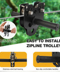 Backyard Zip Line Kit For Kids And Grownups Up To 400 Lbs Quick Tighten Zipline With Rust Proof Removable Trolley close-up