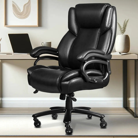 Big And Tall Office Chair 500 Lb Capacity Heavy Duty Desk Chair With High Back Breathable Leather in office setting