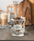 White Wire K Cup Storage Organizer For 35 Pods Space Saving Coffee Pod Holder on kitchen counter