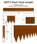 Cor-Ten Garden Edging Border Set, 6 Pack 5.5 Inch Tall by 40 Inch Long Panels, size dimensions and details shown