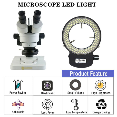 Pro Grade Microscope LED Ring Light Illuminator for Stereo Microscope and Camera with product features