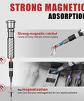 Ratchet Screwdriver Set 100 In 1 Magnetic Screwdriver Kit with S2 Steel Bits showing strong magnetic adsorption