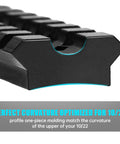 Close-up of Beefy Picatinny Rail Mount For Ten Twenty Two Rifles showing 11-slot design and curvature for red dots and scopes.
