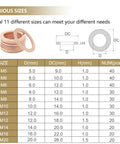 Copper Sealing Washers Kit, Kindroufly 320 Pieces, 11 Metric Sizes M5 To M20, size chart and dimensions shown in image.