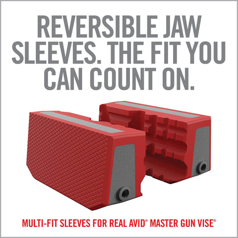 Heavy Duty Smart Jaws Bench Vise Sleeves Lock Down Firearms And Optics With Nine Precision Grooves While Blocking Heat Damage And Keeping Finishes Completely Scratch Free On The Bench, showing red reversible TP rubber jaw sleeves for secure grip.