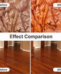 Dope Wood Scratch Repair Kit With 18 Sweet Colors And Beeswax for comparing wood surface restoration before and after.
