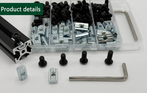 80 Piece M6 T Nut Screws Kit For 1010 1020 Aluminum Extrusions with T nuts, screws, and hex wrench