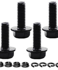 Stainless Steel Black License Plate Screws 4 Pack With M6 Flange Bolts Frame Fasteners And Washers For Cars And Trucks Cross Recessed Hex Hardware Set For Strong Easy Mount visible with washers and nuts