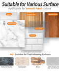 Image showing suitable surfaces for 24 Pack Rug Gripper Pads And Double Sided Carpet Tape For Area Rugs, including metal, marble, wood.
