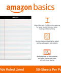 Wide Ruled Lined Writing Note Pads 12 Pack With 50 Perforated Sheets Each Letter Size White Paper And Sturdy Chipboard Backing straight top view of pad