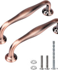 6 Pack Cabinet Pulls 96mm Brushed Red Copper Antique Finish Solid Zinc Alloy Drawer Handles for cabinets and dressers with screws included