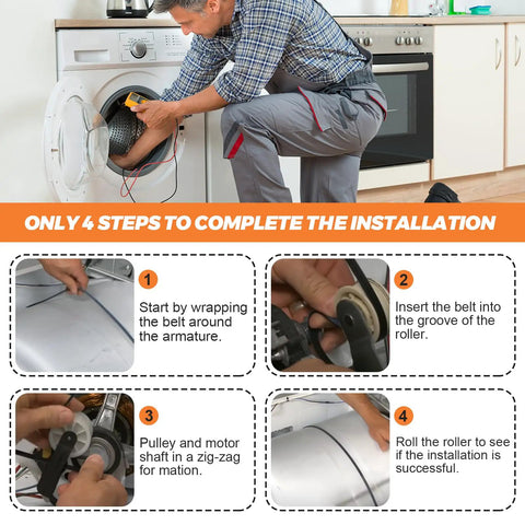 Dryer Drum Belt And Pulley Kit For Whirlpool Kenmore Replacement 341241 691366 installation steps guide in use with man installing kit