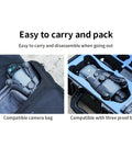 Mavic 4 Pro Propeller Holder with magnetic strap in camera bag and travel case for easy transport and protection.