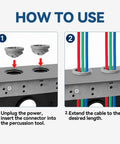 No Fuss Gray Push In Wire Connectors For Non Metallic Cable Bulk Fifty Pack shown in usage instructions with colored wires and connectors.