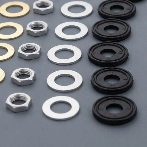 Quartz Clock Nut and Washer DIY Repair Kit 10 Sets With Metal and Rubber Components For Stable Performance, Precise Assembly, And Easy Wall Clock Mechanism Replacement