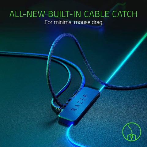 Hard RGB Gaming Mouse Pad V2 With Customizable Chroma Lighting cable management detail on textured surface