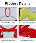 Close-ups of Heavy Duty Stone Lifting Clamps For Smooth Slab Transport On Any Job Site With Adjustable 7 Inch Grips And 716 Lb Capacity features.