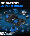 20V Brushless Cordless Jig Saw With 4.0Ah Battery, 3200 SPM Variable Speed tools and accessories displayed with battery