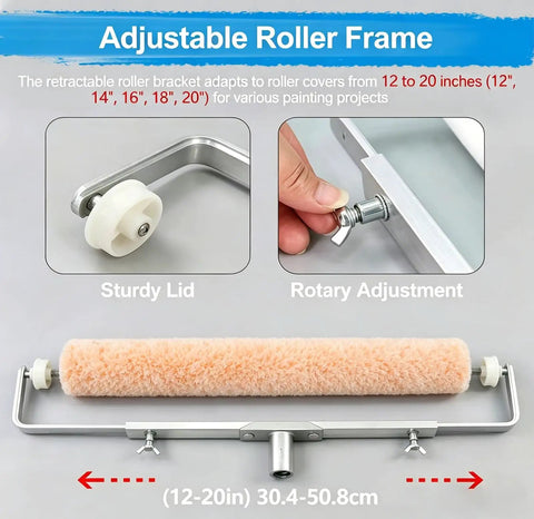 No Nonsense Heavy Duty Textured Paint Rollers For Walls With Medium Nap Polyester and Lightning Fast Paint Flow Coupled to Lightweight Extension Pole Plus Solid Painter Brush Set Total DIY Home Refresh Essential adjustable roller frame with sturdy lid and rotary adjustment features.