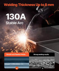 3 In 1 MIG Welder 130 Amp Flux Core MIG Lift TIG MMA Welding Machine Portable 110V inverter welding 8mm metal