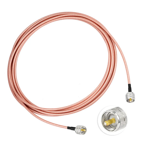 UHF PL-259 To UHF PL-259 Coax Cable 15ft 50 Ohm high power for outdoor HAM radios with connectors shown