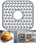 Silicone Sink Protector Mat for Kitchen Sink Grid With Raised Feet Non Slip Cushion Keeps Dishes Safe Like A Boss, gray, 26x14 in