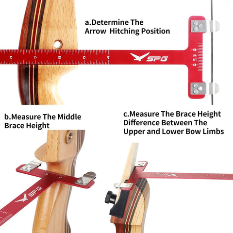 All In One Archery Bow Square Kit For Recurve And Compound Bows Aluminum Bowstring Ruler with dual unit measurements