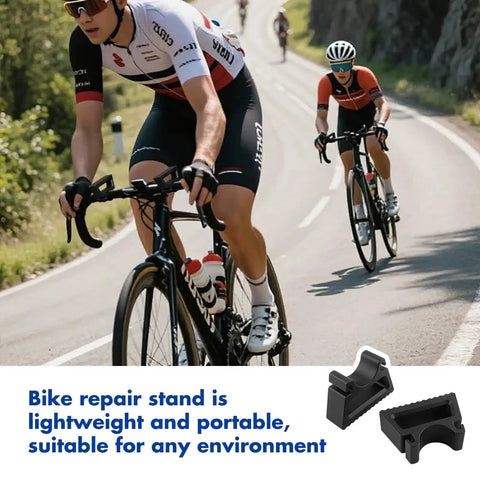 Heavy Duty Portable Bike Repair Stand With Wide Clamp For 29mm To 34mm Handlebars Quick Release Support; cyclists on road