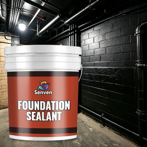 Rock-Solid Heavy-Duty Foundation Sealant Workhorse And Rubber Silicone Waterproof Sealant For Basement Leak Repair in a basement.