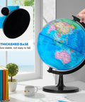 10 Inch Kids Globe For Learning, Durable Thick Base, 360 Degree Rotation, shown in room with hand rotating globe