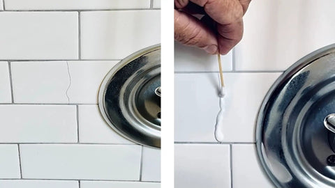 Epoxy Repair Kit for Countertops Rebuilds Chips and Cracks in Granite Marble Porcelain Quartz Tile and More Dries in 29 Minutes Tintable with EZ Tint Quick Set for a Durable Seamless Finish used on white tile crack repair.