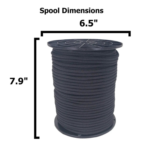 One Quarter Inch Black Shock Cord For Outdoor Use, Marine Grade Polyester Bungee Cord On A 250 Foot Spool, UV Resistant