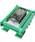 ESP32 DIN Rail Expansion Board With 30 And 38 Pin Connectors For Easy Plug And Play Industrial IoT On 35mm Rail Mount With Tool Free Snap Fasteners And Vibration Resistant Wiring Ideal For Control Cabinets And Lightweight Smart Projects, green 38-pin PCB on 35mm DIN rail