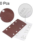 Tough As Nails Aluminum Oxide Sandpaper Sheets showing holes, 10 pcs for wet or dry grinding on wood, metal, leather, plastic, glass.