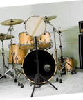Heavy Duty Adjustable Snare Drum Stand with thick alloy chassis supporting snare for practice sessions.