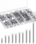 White Head Wood Screws Set 150 Pieces Size Six In Six Lengths Including Two Inch One And A Half Inch One And A Quarter Inch One Inch Three Quarters Inch And One Half Inch For Shutters Bookshelves Wall Plates Shiplap Blank Panels in a plastic case