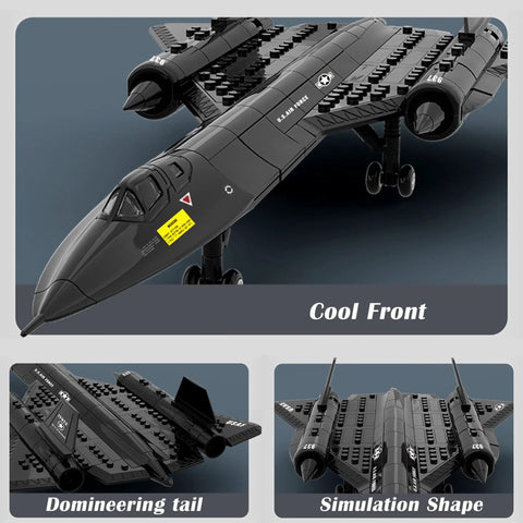 SR 71 US Air Force Reconnaissance Plane Building Toys Set With 183 Pieces Realistic WW2 Fighter Jet Model Kit close-up view