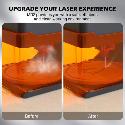 Comparison of fumes with and without Portable Fume Extractor With Five Layer Filtration For Laser Cutters And Soldering Stations.
