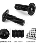 20 Pack M8 X 25mm Flanged Button Head Socket Cap Screws 304 Stainless Steel Fasteners Black Coated With Hex Driver close-up photo