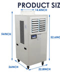 Heavy-Duty Industrial Spot Cooler With Rollin' Brake Wheels, Top-Shelf Commercial Air Conditioner For Warehouses And Factories, 20400 Btu, 220 Volt, Moves Anywhere, Shop Ready Cooling Beast dimensions graphic showing height and width.