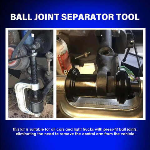 Ball Joint Removal Tool Kit 10 Piece For Most 2WD And 4WD Cars And Light Trucks in use, close-up view with U-joint removal